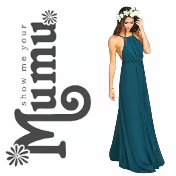 Amanda Maxi Dress ~ Deep Jade Chiffon by Show Me Your Mumu Amanda Maxi Dress ~ Deep Jade Chiffon by Show Me Your Mumu